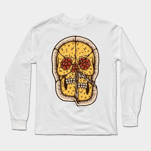 Pizza Skull Long Sleeve T-Shirt by quilimo
